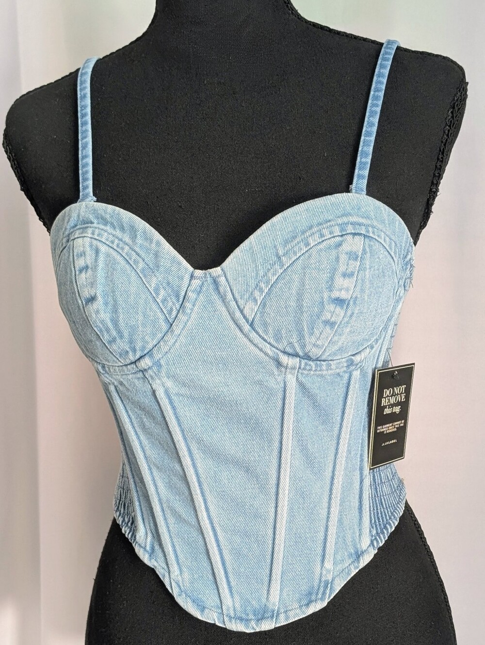 NWT Marsella Denim Sweetheart Corset Top XS Medium Wash JLUXLABEL
